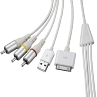 4XEM 30-Pin To RCA Composite Audio/Video Plus USB Charging For iPhone