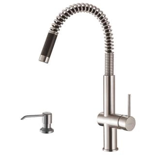 Ruvati Stainless Steel Modern Pullout Kitchen Faucet with Soap Dispenser