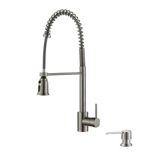Ruvati Stainless Steel Commercial Style Kitchen Faucet with Soap Dispenser