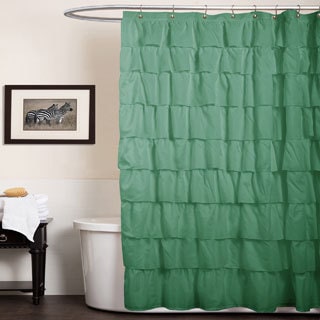 Lush Decor Green Ruffles Shower Curtain