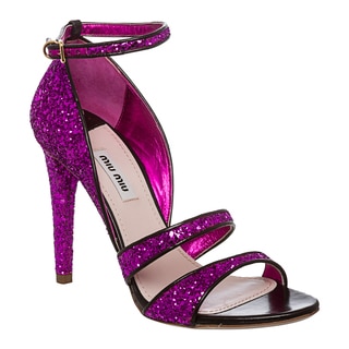 Miu Miu Women's Purple Glitter Stiletto Sandals