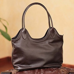 Miraflores Chic Zippered Top with Interior Pocket Rich Soft Supple Deep Brown Leather Womens Shoulder Style Handbag (Peru)