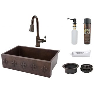 Premier Copper Products Fleur de Lis Basin Sink with Pull Down Faucet Package
