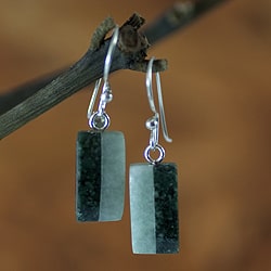 Handcrafted Sterling Silver 'Life' Jade Earrings (Guatemala)