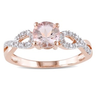 Miadora 10k Rose Gold Morganite and 1/10ct TDW Diamond Infinity Engagement Ring (G-H, I1-I2)