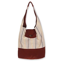 Cotton 'Joyful Coppery Brown' Medium Shoulder Bag (Thailand)