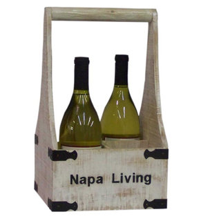 Countryside Distressed Wood 4-Bottle Wine Holder