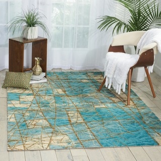 Luxor Abstract Mosaic Blue Rug (5' x 7')