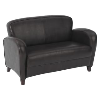 Office Star Products 'Embrace' Eco Leather Loveseat with Cherry Finish on Legs