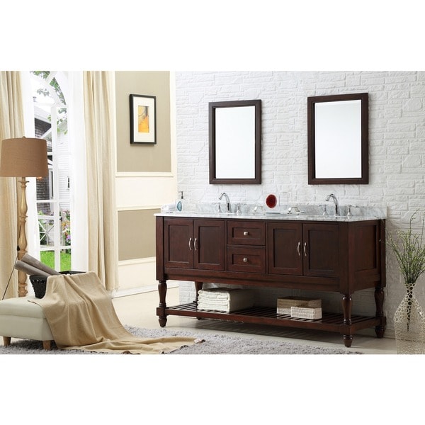 Direct Vanity Sink 70-inch Dark Brown Mission Double Vanity Cabinet