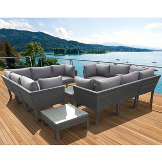 Atlantic Atlantic Majorca Grey/ Dark Grey 12-piece Sectional Patio Furniture Set