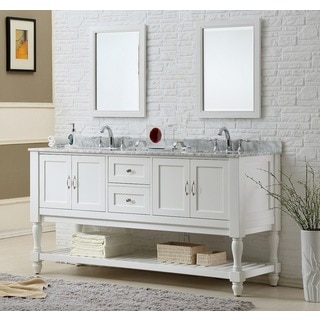 Direct Vanity Sink 70-inch Pearl White Mission Turnleg Double Vanity Sink Cabinet