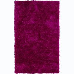 Hand-woven Safir Fuchsia Pink Shag Rug (3' Round)