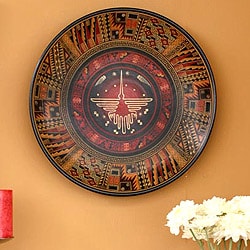 Handmade Ceramic 'Hummingbird from Nazca' Aged Cuzco Decorative Plate (Peru)