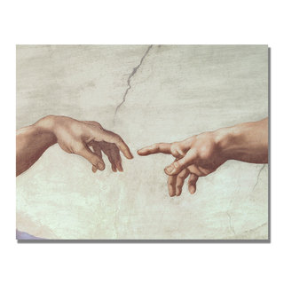 Michelangelo 'Hands of God' Canvas Art