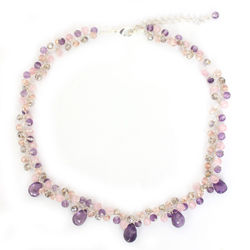 Handmade Amethyst and Quartz 'Lavish Lilac Lanna' Necklace (Thailand)