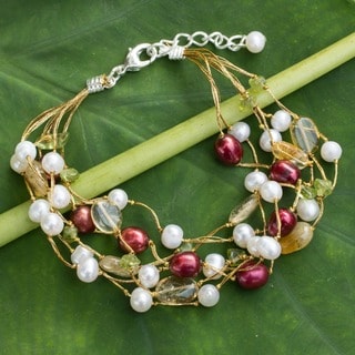 Multi-gemstone Pearl 'Awakening' Bracelet (4-7.5 mm) (Thailand)
