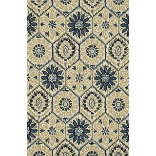 Hand-Tufted Meadow Ivory/ Navy Wool Rug (9'3 x 13)