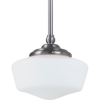 Academy Small 1-light Brushed Nickel Pendant with Satin White Schoolhouse Glass