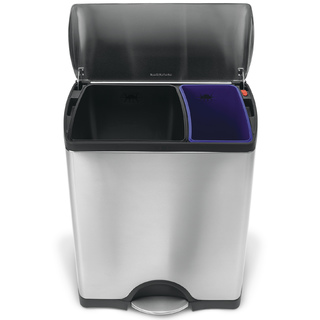 simplehuman Rectangular Step Brushed Stainless Steel Recycler Trash Can (12 Gallons)