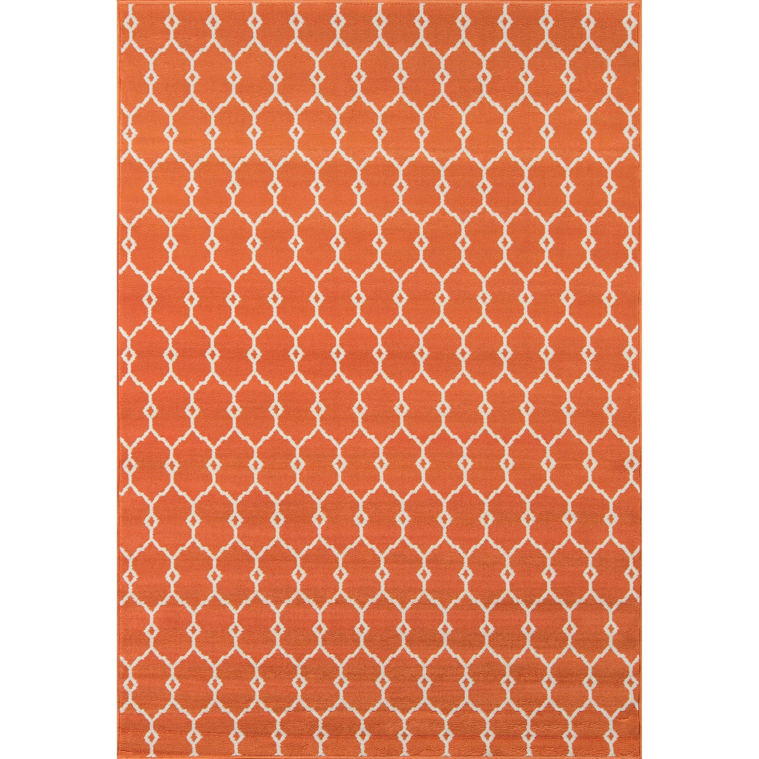Momeni Baja Trellis Orange Indoor/Outdoor Area Rug (6'7 x 9'6)