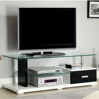 Furniture of America Twisted Vynes Contemporary Black and White Tempered Glass-lacquer Media Console
