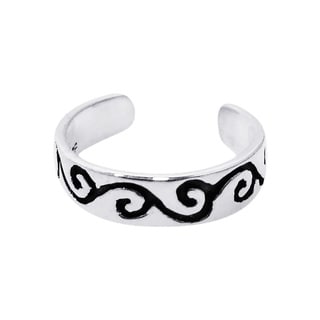 Handmade Silver Contempo Swirl Band Toe or Pinky Ring (Thailand)