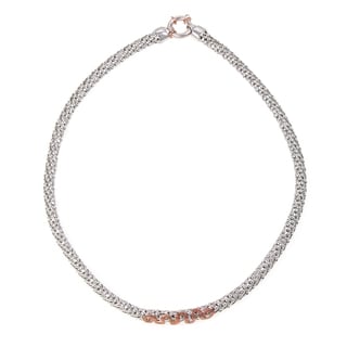 Sterling Silver and Rose Gold Wave Choker Necklace (Italy)