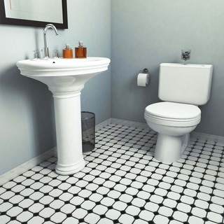 SomerTile 11.625x11.625-inch Victorian Octagon Matte White with Black Dot Porcelain Mosaic Floor and