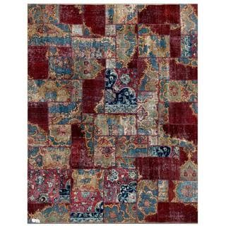 Herat Oriental Pak Persian Hand-knotted Patchwork Wool Rug (7'10" x 9'9")