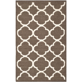 Safavieh Hand-woven Moroccan Reversible Dhurrie Brown Wool Floral Geometry Rug (2'6 x 4')