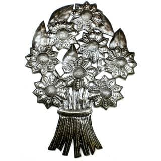 Handcrafted Bouquet of Flowers Metal Wall Art (Haiti)