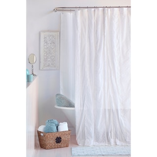 Jeannie White Cotton Shower Curtain