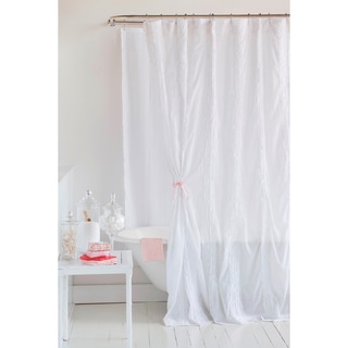 Laurie's Ruffled White Cotton Shower Curtain