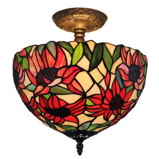 Amora Lighting Tiffany Style Sunflower Ceiling Lamp