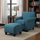 Handy Living Mira Caribbean Blue Linen Arm Chair and Ottoman - Thumbnail 0