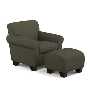 Handy Living Mira Basil Green Linen Arm Chair and Ottoman