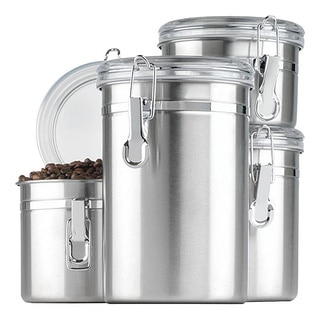 Stainless Steel Canister Set Clear Lids (Set of 4)
