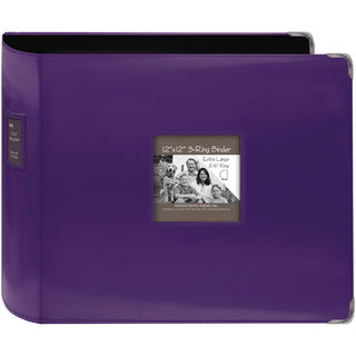 Sewn Leatherette 3-Ring Binder 12"X12"-Bright Purple