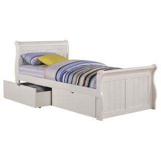 Donco Kids White Dual Underbed Drawers Sleigh Bed