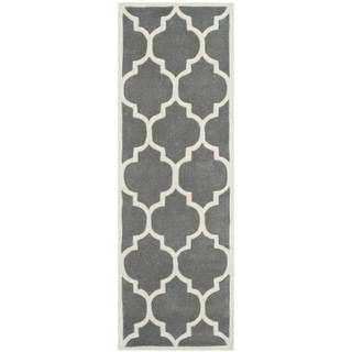 Safavieh Handmade Rectangle Moroccan Dark Grey Wool Rug (2'3 x 11')
