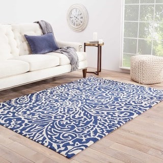 Hand-hooked Indoor/ Outdoor Abstract Pattern Blue Rug (9' x 12')