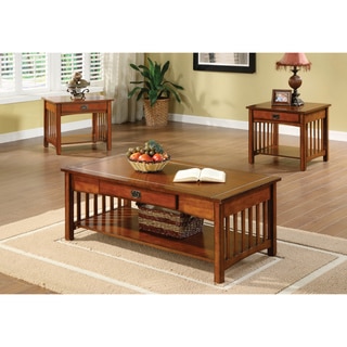 Furniture of America Nash Mission Style 3-piece Antique Oak Finish Coffee/ End Table Set