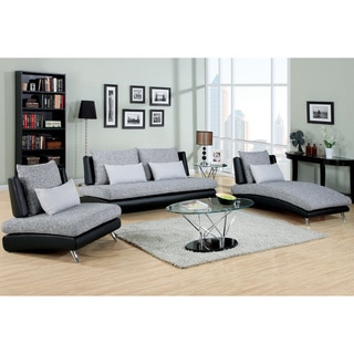 Furniture of America Kanchy Contemporary 3-piece 2-tone Fabric-Leatherette Sofa Set