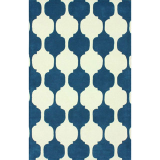 nuLOOM Handmade Modern Chess Trellis Blue Rug (7'6 x 9'6)