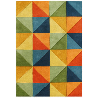 Alliyah Handmade Tufted Multi-colored New Squares Zealand Blend Wool Rug (9' x 12')