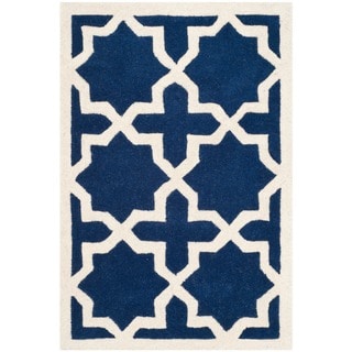 Safavieh Handmade Moroccan Chatham Dark Blue Large-pattern Wool Rug (2' x 3')