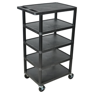 Offex Black BC50 Movable Multi-tiered 5 Flat Storage Shelf Structural Foam Molded Plastic Utility Ca