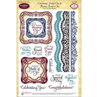JustRite Stampers 6"X8" Clear Stamp Set-Celebrations Labels One 16pc