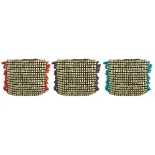 Handcrafted Wide Multistrand Goldtone Stretch Bracelet (India)